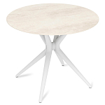 Стол обеденный с круглой столешницей из керамики на четырех белых ножках Sand Ceramics варинант исполнения - 3 | Loft Concept в Москве