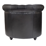 Кресло кожаное с мягкими подлокотниками на 4-х деревянных ножках Logan Leather Armchair black варинант исполнения - 3 | Loft Concept в Москве