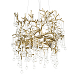 Подвесная люстра в виде ветвей деревьев золотого цвета с прозрачными подвесками-каплями 8 и 14 ламп Droplet Chandelier варинант исполнения - 1 | Loft Concept в Москве