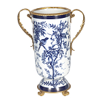 Ваза с бронзовыми ручками и синим цветочным узором Blue & White Ornament варинант исполнения - 1 | Loft Concept в Москве