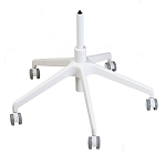 Стул с мягкой синей обивкой из велюра и подъемно-поворотным механизмом на белых колесиках Harper Blue and White варинант исполнения - 4 | Loft Concept в Москве