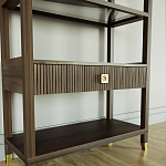 Стеллаж Elsa Dreams Walnut со стеклянными полками и ящиком варинант исполнения - 2 | Loft Concept в Москве