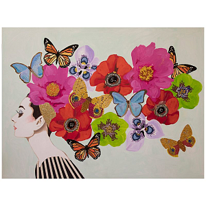 Картина "Audrey with Cascading Flowers And Butterflies”
