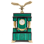 Часы настольные из натурального камня Малахит с декором в виде орла Eagle Stone Clock варинант исполнения - 1 | Loft Concept в Москве