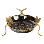 Блюдо черного цвета из фрафора на бронзовых ножках в виде стрекоз Eden Garden варинант исполнения - 2 | Loft Concept в Москве