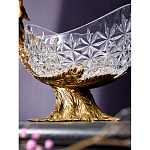 Чаша из прозрачного стекла на бронзовой подставке в виде павлина с рельефным хвостом Eden Garden варинант исполнения - 5 | Loft Concept в Москве