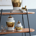 Ваза белая с крышкой и золотистыми фрагментами Chinoiserie Ceramics варинант исполнения - 2 | Loft Concept в Москве