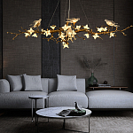 Люстра в виде золотой ветки с цветами и птичками Marvelous Garden варинант исполнения - 3 | Loft Concept в Москве