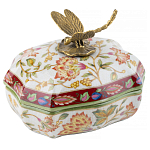 Фарфоровая шкатулка с бронзовой стрекозой Eden Garden варинант исполнения - 1 | Loft Concept в Москве