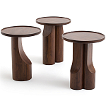 Круглый приставной стол из массива ореха Balu Wooden Side Table варинант исполнения - 5 | Loft Concept в Москве