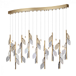 Люстра с золотистыми трубками и прозрачными стеклянными листьями на подвесах Sylva  варинант исполнения - 3 | Loft Concept в Москве