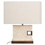 Настольная лампа с прямоугольным основанием из натурального камня c тканевым абажуром Lapis Tiburtinus варинант исполнения - 1 | Loft Concept в Москве