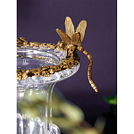 Ваза из прозрачного стекла на бронзовой подставке с ободком и ручками в виде стрекоз Eden Garden варинант исполнения - 3 | Loft Concept в Москве