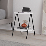 Стол приставной с 2-мя круглыми белыми столешницами ESSEL SIDE TABLE WHITE варинант исполнения - 4 | Loft Concept в Москве