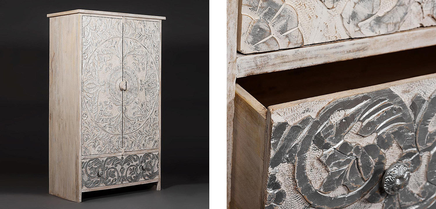 Шкаф Indian antique white Cupboard - Loft-Concept в Москве