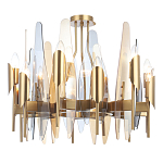 Люстра с вертикальными стеклянными элементами и металлическим каркасом цвета Латунь Vertical Glass варинант исполнения - 2 | Loft Concept в Москве