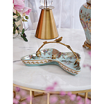 Блюдо из голубого фарфора с бронзовой ручкой в виде ветки Blue Garden варинант исполнения - 3 | Loft Concept в Москве