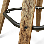 Барный стул со спинкой и металлической подставкой на 4-х деревянных ножках Коричневый Велюр Vendramin Chair варинант исполнения - 3 | Loft Concept в Москве