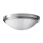 Потолочный светильник для ванных комнат цвета хром с белым матовым ребристым плафоном в форме полусферы Feiss варинант исполнения - 1 | Loft Concept в Москве