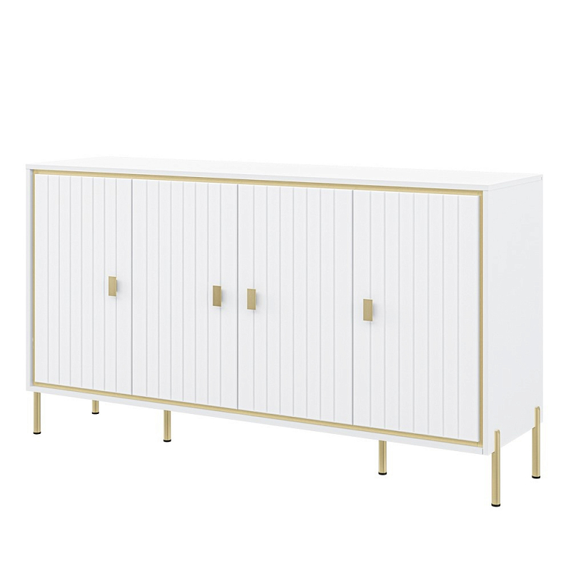 Консоль четырёхдверная с полками Antique Order Белый Золотой в Москве | Loft Concept 
