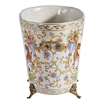 Кашпо с растительным и животным орнаментом на бронзовых ножках Turquoise Blooming Garden варинант исполнения - 3 | Loft Concept в Москве