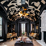 Обои ручная роспись в стиле Арт-деко Symphony Original colourway on Flint silk dupion варинант исполнения - 1 | Loft Concept в Москве