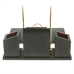 Настольный письменный набор из лемезита и змеевика с часами Royal Accessory варинант исполнения - 5 | Loft Concept в Москве