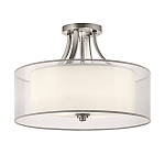 Потолочный светильник с двойным цилиндрическим плафоном из белого стекла и прозрачной органзы Kichler варинант исполнения - 12 | Loft Concept в Москве