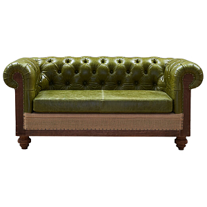 Диван Deconstructed Chesterfield Sofa double  green leather