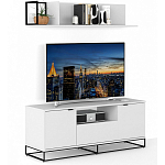 ТВ-тумба белая с  2-мя дверцами и ящиком Strict Lines варинант исполнения - 5 | Loft Concept в Москве