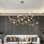 Люстра в виде золотой ветки с цветами Glass Flower Pendant Light варинант исполнения - 4 | Loft Concept в Москве