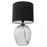 Настольная лампа с черным цилиндрическим тканевым абажуром и фактурным прозрачным основанием Black Cone варинант исполнения - 2 | Loft Concept в Москве