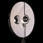 Торшер в виде прожектора с круглым тканевым абажуром на треноге черного цвета Radiance Éclat варинант исполнения - 5 | Loft Concept в Москве