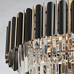 Люстра из черного металла с многоярусными подвесками из прозрачного хрусталя на золотой цепи Empire Black Chandelier Crystal варинант исполнения - 10 | Loft Concept в Москве