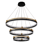 Люстра подвесная с тремя кольцами черного и золотого цвета Ring Horizontal варинант исполнения - 1 | Loft Concept в Москве