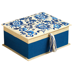 Шкатулка с вышивкой Blue Flowers Beads Embroidery Box