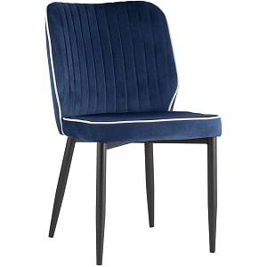 Стул Lawrence Chair Синий Велюр Белый кант