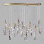 Люстра с золотистыми трубками и прозрачными стеклянными листьями на подвесах Sylva  варинант исполнения - 4 | Loft Concept в Москве