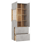 Шкаф-витрина двухдверная с фасадом цвета серый бетон Grace of Furniture варинант исполнения - 3 | Loft Concept в Москве