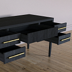 Большой Рабочий стол Primo с 5 выдвижными ящиками Черный дуб варинант исполнения - 7 | Loft Concept в Москве