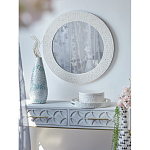 Зеркало круглое инкрустированное раковинами устриц Bone Inlay Dome Mirror White варинант исполнения - 2 | Loft Concept в Москве