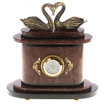 Часы настольные из натурального камня с декором в виде двух лебедей Swans Stone Clock варинант исполнения - 5 | Loft Concept в Москве