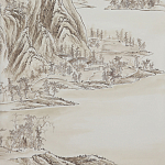 Обои ручная роспись A Thousand Li of Rivers and Mountains Special Colourway on Bleached White dyed silk 2 варинант исполнения - 1 | Loft Concept в Москве