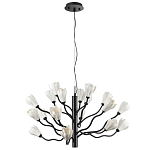 Люстра подвесная черного цвета с ветвями и белыми фарфоровыми цветами Floralis варинант исполнения - 7 | Loft Concept в Москве