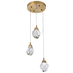 Подвесной светильник с 3-мя хрустальными плафонами Esme Crystal Brass Trio Hanging lamp варинант исполнения - 3 | Loft Concept в Москве
