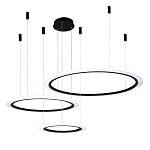 Люстра подвесная светодиодная с тремя черными кольцами и пультом управления Ring Horizontal варинант исполнения - 2 | Loft Concept в Москве