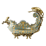 Чаша голубого цвета с оранментом и и бронзовыми фигурами леопардов Eden Garden варинант исполнения - 3 | Loft Concept в Москве