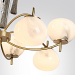 Люстра подвесная с 8-ю шарообразными плафонами из белого стекла с подвесками из камня и кисточками Agatelle варинант исполнения - 6 | Loft Concept в Москве