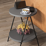 Стол приставной с 2-мя круглыми столешницами цвета антрацит ESSEL SIDE TABLE ANTHRACITE варинант исполнения - 7 | Loft Concept в Москве
