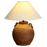 Настольная лампа керамическая коричневая с тканевым абажуром Eastern Tale варинант исполнения - 2 | Loft Concept в Москве